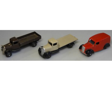 DINKY TOYS - 2 LORRIES & POST VAN (REPAINTED) 