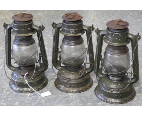 3 ARMY HURRICANE LAMPS 