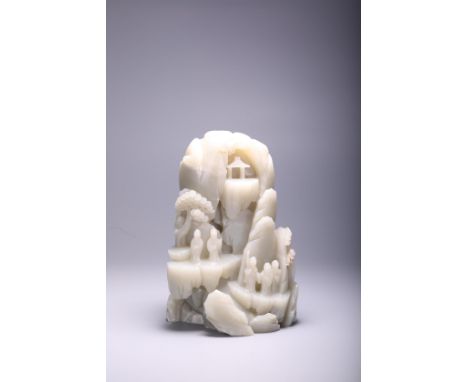 A Chinese jade carving of Mountainous landscape, H 17,11,55 - Dia cm