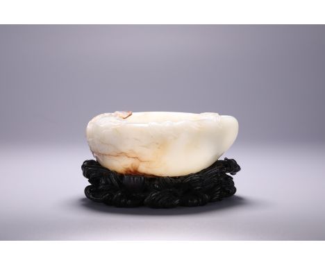 A Chinese russet jade carved washer, H 5 - Dia 14 cm