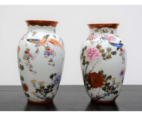 Pair of Fukugawa porcelain inverted baluster vasesJapanese, Meiji Taisho Perioddecorated on a white groundwith gilt and colou
