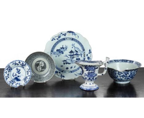 Group of blue and white porcelainChinese, 17th Century and latercomprising of a Kangxi mark and period bowl decorated with fl