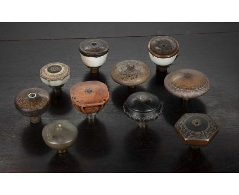 Ten opium pipe bowlsChinese, circa 1900including jade, porcelain and pottery examples (10)At present, there is no condition r