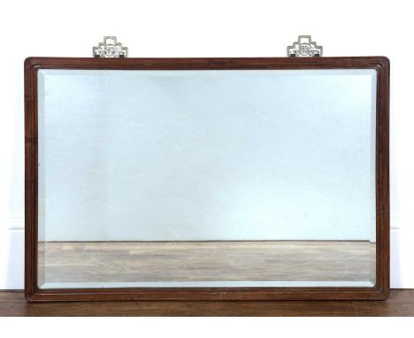 Plain hardwood framed mirrorChinese, circa 1900with a bevelled inset glass, 55cm x 81.5cmSome light scratches around the edge