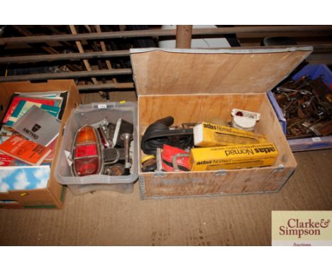Two boxes of vintage car parts