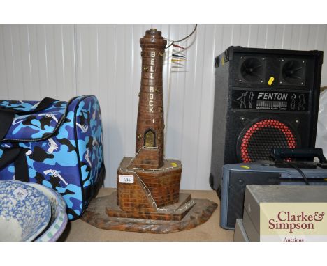 A table lamp in the form of Bell Rock lighthouse