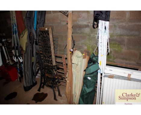 Three vintage camp beds