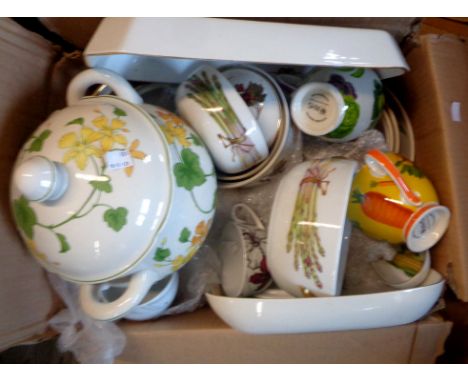 A box containing a quantity of Royal Worcester oven to tableware, decorated in the 'Evesham' pattern