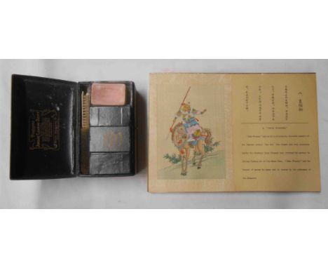 A vintage Dennisons jewellery cleaning outfit in box - sold with a Chinese book containing hand coloured paintings on silk, d