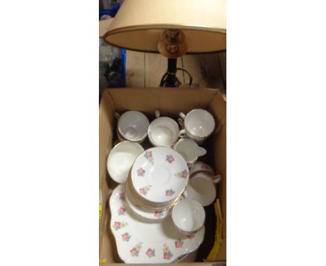 A box containing a quantity of ceramics including Grafton bone chine part tea set with floral decoration, etc. - sold with a 