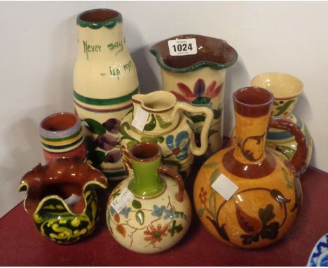 A quantity of Torquay pottery including vases, jugs, etc. - various makers including Aller Vale, Watcombe, etc.