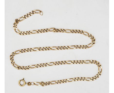 A 375 (9ct.) gold loop and kerb-link choker neck chain - 39cm maximum wearable length