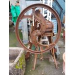 A vintage cast iron Thomas Hawkes chaff cutter