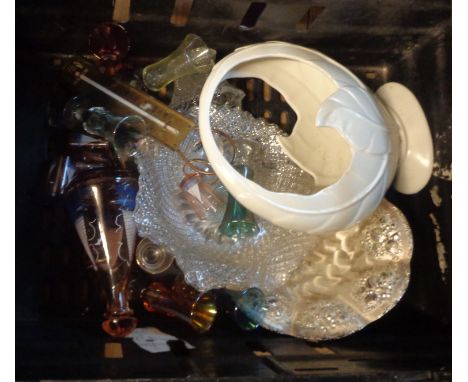 A crate containing a quantity of assorted ceramic, glass and collectable items including Beswick pottery vase, glasses, etc.