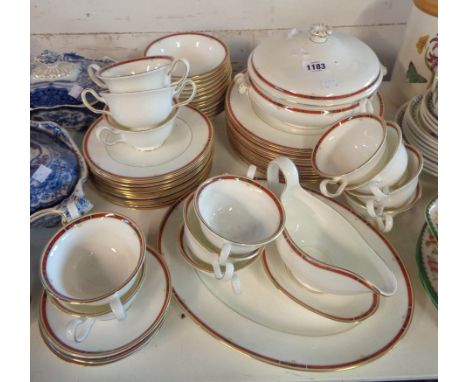 A quantity of Wedgwood bone china tableware decorated in the 'Colorado' pattern including tureen, two handled soups and sauce