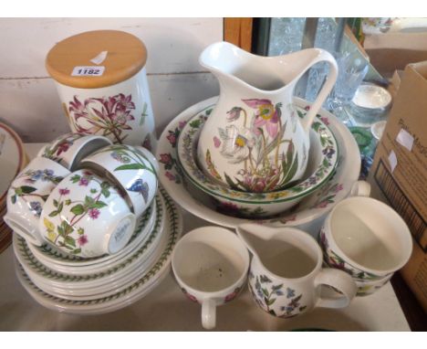 A quantity of Portmeirion pottery decorated in the 'Botanic Garden' pattern including jug and bowl, cups and saucers, etc.