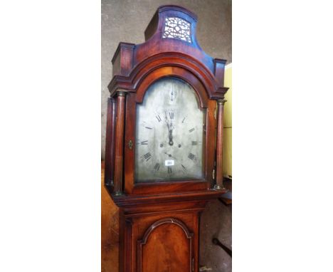 A 19th Century mahogany longcase clock, the 30cm silvered arched dial marked for J.P. Saddleton of Lynn, with eight day bell 