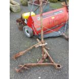 An old iron A-frame bracket, bar and hanger - a/f