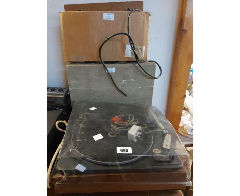 A Garrard record player - sold with a box of LP records and a Teleton amplifier
