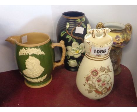 A small quantity of ceramics comprising Copeland Queen Victoria 1897 jubilee commemorative jug, a Noritake vase with hand pai