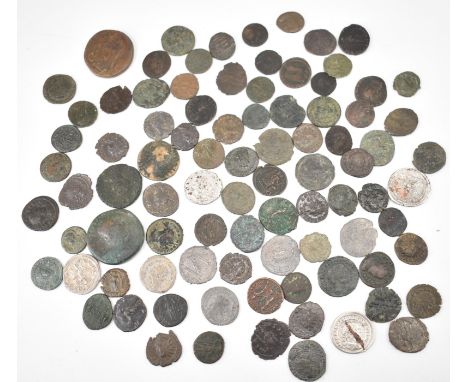 A large collection of 90 Roman Imperial coins comprising of coins from the reign of Hadrian, Tetrichus, Tetricus II, Constant