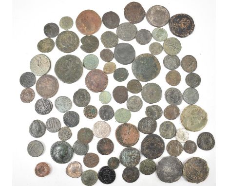 A large collection of 75 Roman Imperial coin comprising of coins from the reign of a Constantius, Maximinius, Claudius II Got