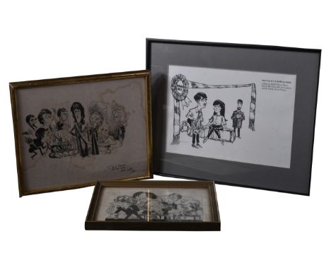 Estate Of John Challis - Jock Layden (Cartoonist) - three vintage c1970s cartoons based on plays in which Challis appeared, t