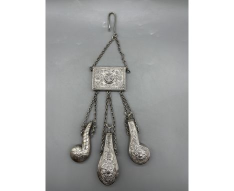 Antique White Metal Chatelaine. 
Total weight 254 gr. 