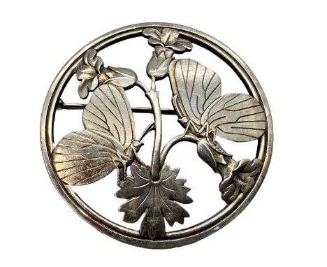 Scandinavian Jewellery - A Georg Jensen Danish silver brooch, no.283, marked Sterling Denmark, with import marks, 25.5g, 5.4c
