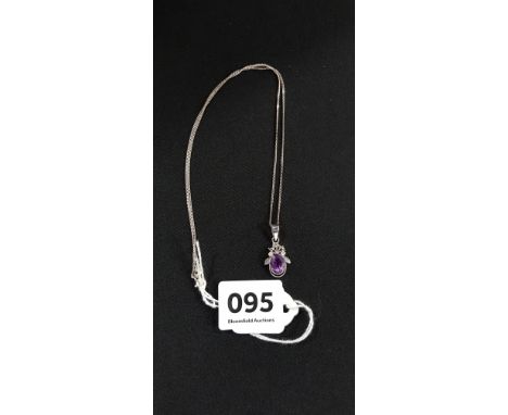 SILVER AND AMETHYST BUG PENDANT ON SILVER CHAIN