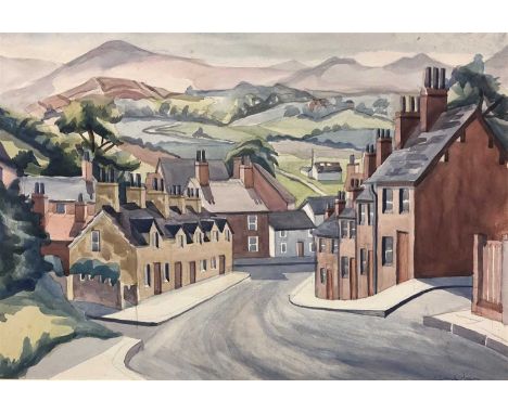 Edward Morgan (B.1933), village scene, signed and dated 1952, watercolour, 39 x 54cm, together with three framed drawings of 