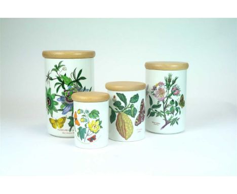 A collection of twenty-eight Portmeirion Botanic Garden airtight kitchen storage jars and covers, typically decorated with bo