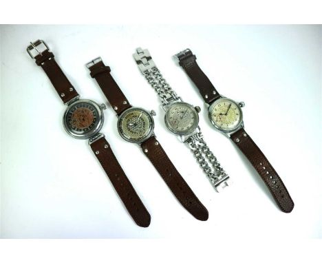 A Collection of Four Marriage Watches. Dials Signed: "Record", "Tiffany &amp; Co" &amp; "Longines (x2)". Average Case Size = 