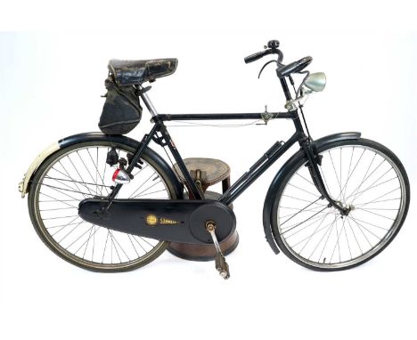 A 20th century Sun Beam bicycle, “Royal Sunbeam”, in black livery throughout, Dunlop air pump and ‘little oil bath chain case