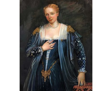 French school, 20th century, Portrait of an aristocratic lady, oil on canvas, 92 x 73cm