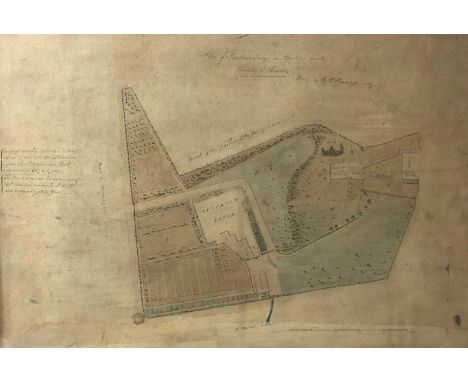 An Estate map of Stockton Lodge in Appleton in the county of Chester drawn by H.W.Hinchliffe, 1827, pen and ink, watercolour,