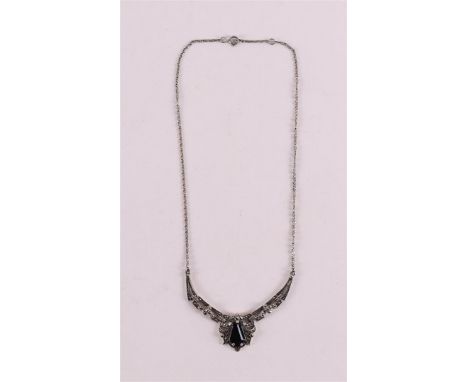 A first grade 925/1000 silver choker with facet cut onyx and many hematites.