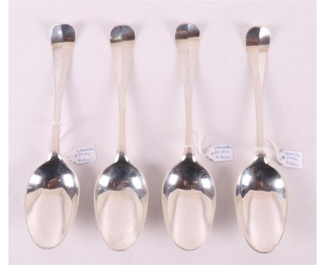 Four first grade silver spoons 925/1000, Friesland, Leeuwarden, year letter 1807-1811. Master's mark: Leeuwarden Jacobus Nieu