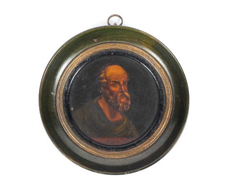 Continental School, portrait of Socrates, oil on panel, probably late 18th/19th century, painted bust length above title, in 
