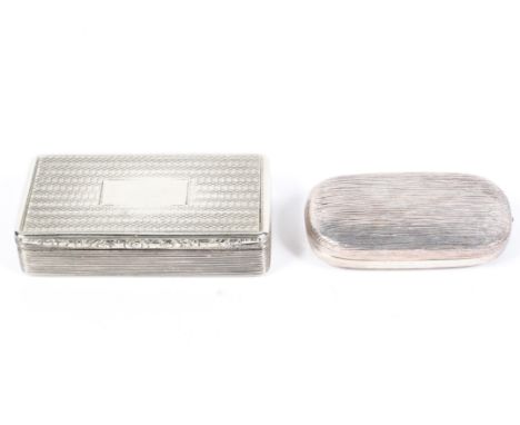 A 19th century white metal snuff box of rectangular form, decorated throughout with engine turned and ribbed details, gilt in