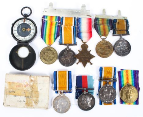 A collection of Victorian and WWI medals to include Egypt 1882 awarded to W.Pink HMS Constant together with a selection of WW