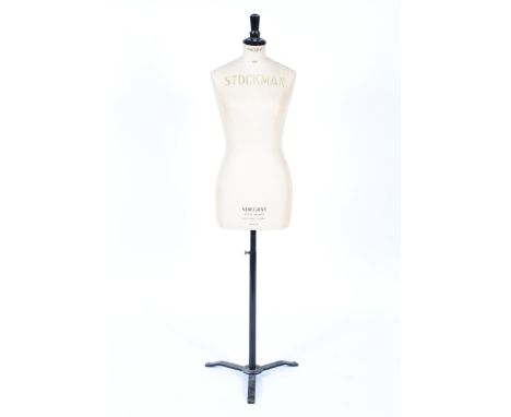 A vintage Parisian Stockman clothing mannequin, the female cotton mounted torso stamped '40', 'Stockman/Paris-London/Brevete 