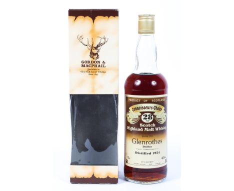 Whisky. Glenrothes Connoisseurs Choice 28 year old Scotch highland malt whisky, distilled in 1954, 75cl, 40% vol, in Gordon &