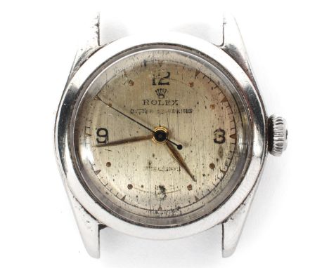 An early Rolex oyster Speedking Precision reg 4270 manual stainless steel wristwatch, the dial with quarterly Arabic numerals
