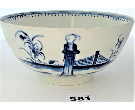 Worcester blue and white bowl, 6.5" diameter x 3" high