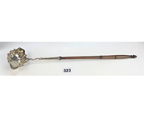 George III silver punch ladle with fruitwood turned handle, 17" long. London 1762, maker's mark partly rubbed