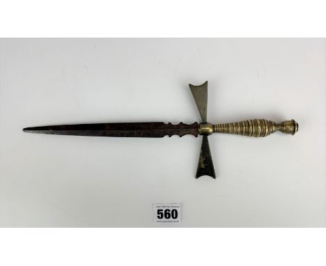 Brass handled dagger, unmarked, 13" long