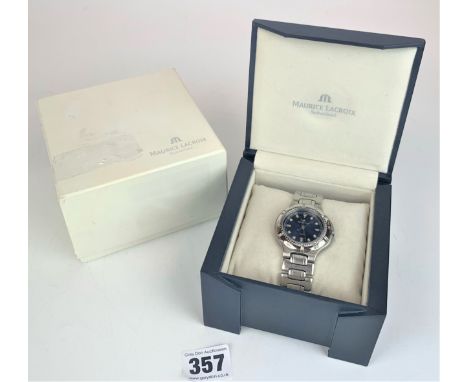 Maurice Lacroix stainless steel gents watch in original box (not running)