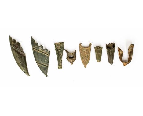 Medieval to Post Medieval Scabbard Chapes. A group of eight scabbard chapes, largest 75mm. Various designs.(8)