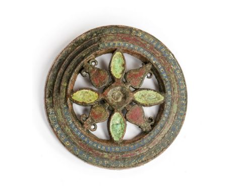 A Roman 'Millefiori' Military Phalera 2nd Century.A second Century AD Military Phalera, four petals and four Amphorae radiate